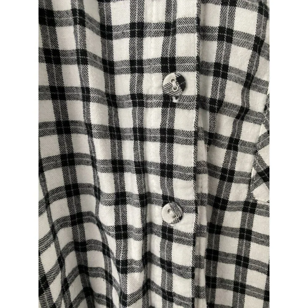 Auden Women's Medium Long Sleeve Plaid Brushed Cotton Flannel Pajama Top
